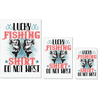                       UDNAG Untearable Waterproof Stickers 155GSM 'Fishing | LUCKY FISHING SHIRT DO NOT WAST' A4 x 1pc, A5 x 1pc & A6 x 2pc                                              