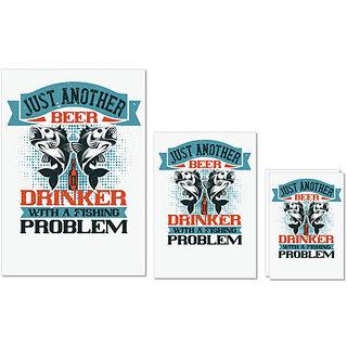                       UDNAG Untearable Waterproof Stickers 155GSM 'Fishing Beer | just another BEER' A4 x 1pc, A5 x 1pc & A6 x 2pc                                              