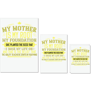                       UDNAG Untearable Waterproof Stickers 155GSM 'Mother | My mother is my root, my foundation' A4 x 1pc, A5 x 1pc & A6 x 2pc                                              