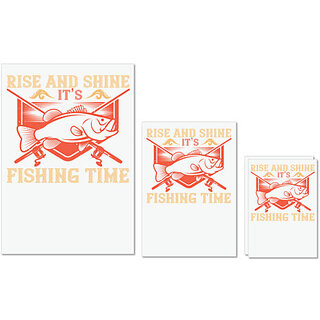                       UDNAG Untearable Waterproof Stickers 155GSM 'Fishing | Rise and shine, its fishing time' A4 x 1pc, A5 x 1pc & A6 x 2pc                                              