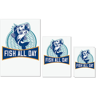 UDNAG Untearable Waterproof Stickers 155GSM 'Fishing | Fish all day,' A4 x 1pc, A5 x 1pc & A6 x 2pc UDNAG Untearable Waterproof Stickers 155GSM 'Fishing | Fish all day,' A4 x 1pc, A5 x 1pc & A6 x 2pc