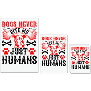                       UDNAG Untearable Waterproof Stickers 155GSM 'Dog | Dogs never bite me. Just humans' A4 x 1pc, A5 x 1pc & A6 x 2pc                                              