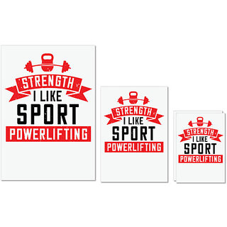                       UDNAG Untearable Waterproof Stickers 155GSM 'Gym | strength i like sport powerlifting' A4 x 1pc, A5 x 1pc & A6 x 2pc                                              