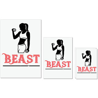                       UDNAG Untearable Waterproof Stickers 155GSM 'Gym | beast' A4 x 1pc, A5 x 1pc & A6 x 2pc                                              