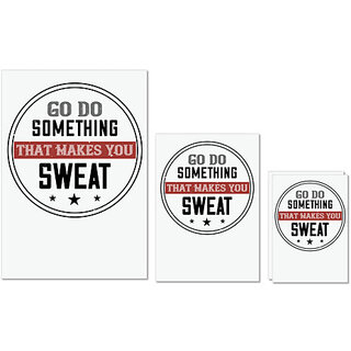                       UDNAG Untearable Waterproof Stickers 155GSM 'Gym | go do something that makes you sweat' A4 x 1pc, A5 x 1pc & A6 x 2pc                                              
