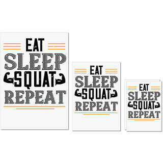                       UDNAG Untearable Waterproof Stickers 155GSM 'Gym | eat sleep squat repeat' A4 x 1pc, A5 x 1pc & A6 x 2pc                                              