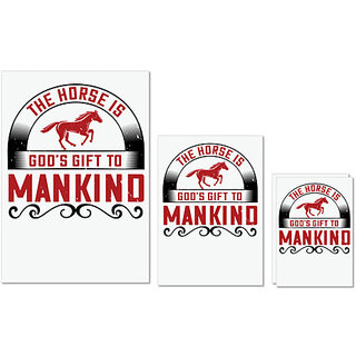                       UDNAG Untearable Waterproof Stickers 155GSM 'Horse | The horse is 's gift to mankind' A4 x 1pc, A5 x 1pc & A6 x 2pc                                              