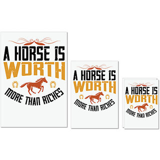                       UDNAG Untearable Waterproof Stickers 155GSM 'Horse | A horse is worth more than riches' A4 x 1pc, A5 x 1pc & A6 x 2pc                                              