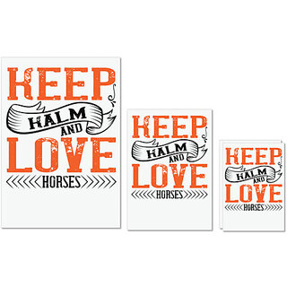                       UDNAG Untearable Waterproof Stickers 155GSM 'Horse | KEEP KALM AND LOVE HORSES' A4 x 1pc, A5 x 1pc & A6 x 2pc                                              