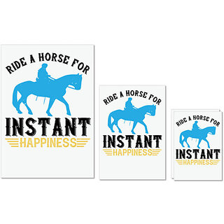                       UDNAG Untearable Waterproof Stickers 155GSM 'Horse | ride a horse for instant happiness' A4 x 1pc, A5 x 1pc & A6 x 2pc                                              
