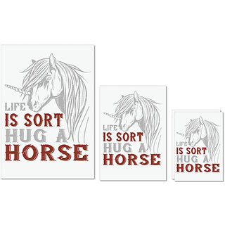                       UDNAG Untearable Waterproof Stickers 155GSM 'Horse | life is sort hug a horse' A4 x 1pc, A5 x 1pc & A6 x 2pc                                              