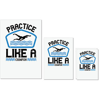                       UDNAG Untearable Waterproof Stickers 155GSM 'Swimming | Practice like a champion' A4 x 1pc, A5 x 1pc & A6 x 2pc                                              