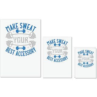                       UDNAG Untearable Waterproof Stickers 155GSM 'Gym | Make Sweat Your Best Accessory' A4 x 1pc, A5 x 1pc & A6 x 2pc                                              