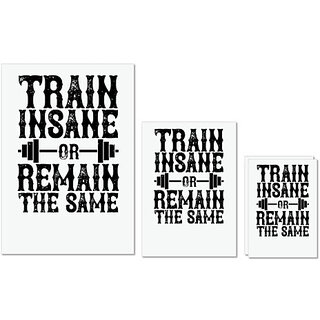                       UDNAG Untearable Waterproof Stickers 155GSM 'Gym | Train insane or remain the same' A4 x 1pc, A5 x 1pc & A6 x 2pc                                              