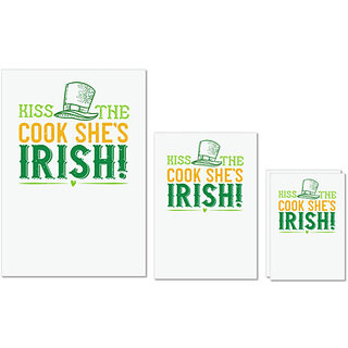                       UDNAG Untearable Waterproof Stickers 155GSM 'Irish | kiss the cook shes irish' A4 x 1pc, A5 x 1pc & A6 x 2pc                                              