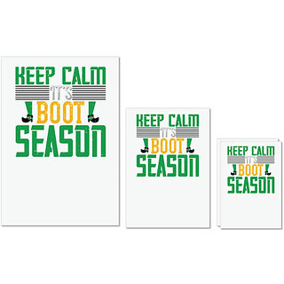                       UDNAG Untearable Waterproof Stickers 155GSM 'Keep Calm | keep calm its boot season' A4 x 1pc, A5 x 1pc & A6 x 2pc                                              