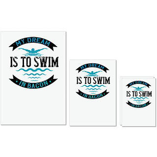                       UDNAG Untearable Waterproof Stickers 155GSM 'Swimming | My dream is to sweem' A4 x 1pc, A5 x 1pc & A6 x 2pc                                              