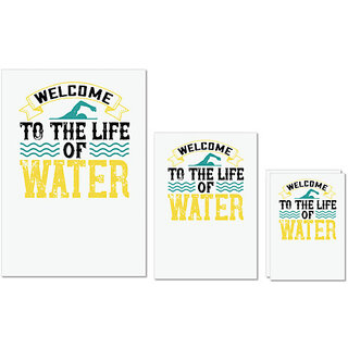                       UDNAG Untearable Waterproof Stickers 155GSM 'Swimming | 02 WELCOME to the life of water' A4 x 1pc, A5 x 1pc & A6 x 2pc                                              
