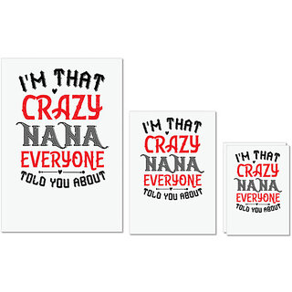                       UDNAG Untearable Waterproof Stickers 155GSM 'Grand Father | I'M THAT CRAZY NANA EVERYONE' A4 x 1pc, A5 x 1pc & A6 x 2pc                                              
