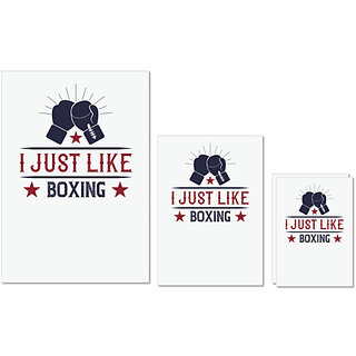                       UDNAG Untearable Waterproof Stickers 155GSM 'Boxing | I just like boxing' A4 x 1pc, A5 x 1pc & A6 x 2pc                                              