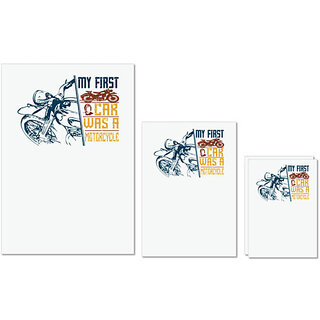                       UDNAG Untearable Waterproof Stickers 155GSM 'Motorcycle | My first car was a motorcycle' A4 x 1pc, A5 x 1pc & A6 x 2pc                                              
