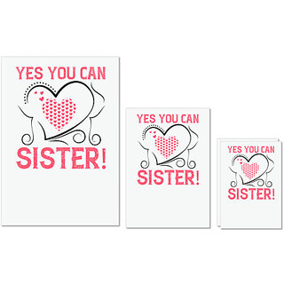                       UDNAG Untearable Waterproof Stickers 155GSM 'Sister | Yes you can, sister!' A4 x 1pc, A5 x 1pc & A6 x 2pc                                              