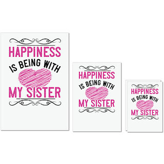                       UDNAG Untearable Waterproof Stickers 155GSM 'Sister | Happiness is being with my sister-3' A4 x 1pc, A5 x 1pc & A6 x 2pc                                              