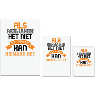                       UDNAG Untearable Waterproof Stickers 155GSM '| als benjamin het niet kan maken' A4 x 1pc, A5 x 1pc & A6 x 2pc                                              