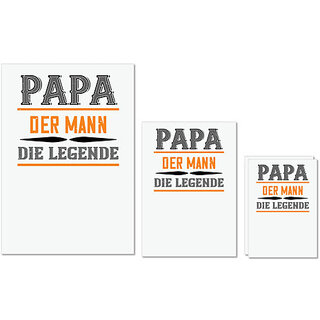                       UDNAG Untearable Waterproof Stickers 155GSM 'Papa, Father | papa der mann die legende' A4 x 1pc, A5 x 1pc & A6 x 2pc                                              