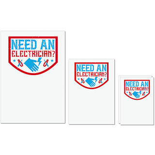                       UDNAG Untearable Waterproof Stickers 155GSM 'Electrical Engineer | Need an electrician' A4 x 1pc, A5 x 1pc & A6 x 2pc                                              