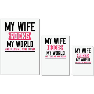                       UDNAG Untearable Waterproof Stickers 155GSM 'Wife | my wife rocks my world' A4 x 1pc, A5 x 1pc & A6 x 2pc                                              