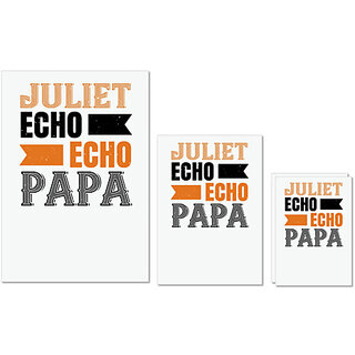                       UDNAG Untearable Waterproof Stickers 155GSM 'Father | juliet echo echo papa' A4 x 1pc, A5 x 1pc & A6 x 2pc                                              