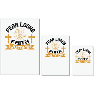                       UDNAG Untearable Waterproof Stickers 155GSM 'Faith | Fear looks; faith jumps' A4 x 1pc, A5 x 1pc & A6 x 2pc                                              