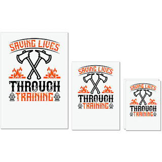                       UDNAG Untearable Waterproof Stickers 155GSM 'Firefighter | Saving lives through training' A4 x 1pc, A5 x 1pc & A6 x 2pc                                              