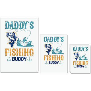                       UDNAG Untearable Waterproof Stickers 155GSM 'Fishing | daddys fishing buddy' A4 x 1pc, A5 x 1pc & A6 x 2pc                                              