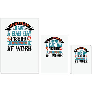                       UDNAG Untearable Waterproof Stickers 155GSM 'Fishing | 02 I'D RATHER HAVE A BAD DAY' A4 x 1pc, A5 x 1pc & A6 x 2pc                                              