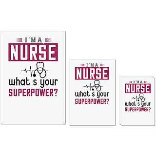                       UDNAG Untearable Waterproof Stickers 155GSM 'Nurse | i'm anurse whats your superpower' A4 x 1pc, A5 x 1pc & A6 x 2pc                                              