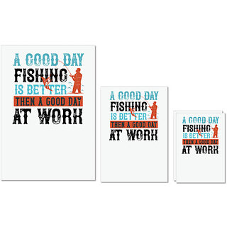                       UDNAG Untearable Waterproof Stickers 155GSM 'Fishing | A GOOD DAY FISHING' A4 x 1pc, A5 x 1pc & A6 x 2pc                                              