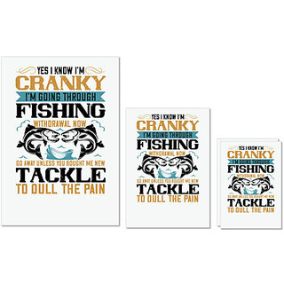                       UDNAG Untearable Waterproof Stickers 155GSM 'Fishing | YES I KNOW I'M CRANKY' A4 x 1pc, A5 x 1pc & A6 x 2pc                                              