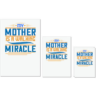                       UDNAG Untearable Waterproof Stickers 155GSM 'Mother | My mother is a walking miracle' A4 x 1pc, A5 x 1pc & A6 x 2pc                                              