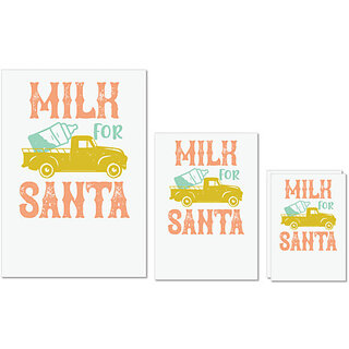                       UDNAG Untearable Waterproof Stickers 155GSM 'Christmas | Milk for Santa' A4 x 1pc, A5 x 1pc & A6 x 2pc                                              