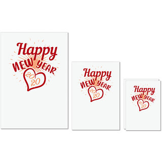                       UDNAG Untearable Waterproof Stickers 155GSM 'Happy new year | happy new year 2020' A4 x 1pc, A5 x 1pc & A6 x 2pc                                              