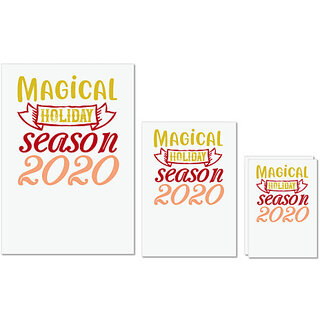                       UDNAG Untearable Waterproof Stickers 155GSM 'Christmas | magical holiday season 2020' A4 x 1pc, A5 x 1pc & A6 x 2pc                                              