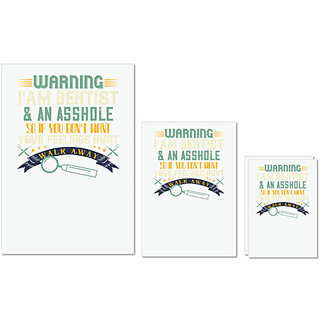 UDNAG Untearable Waterproof Stickers 155GSM 'Dentist | Warning i'm dentist an asshole' A4 x 1pc, A5 x 1pc & A6 x 2pc UDNAG Untearable Waterproof Stickers 155GSM 'Dentist | Warning i'm dentist an asshole' A4 x 1pc, A5 x 1pc & A6 x 2pc