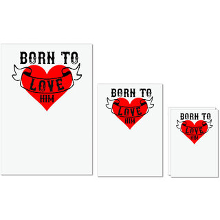                       UDNAG Untearable Waterproof Stickers 155GSM 'Love | born to love him' A4 x 1pc, A5 x 1pc & A6 x 2pc                                              
