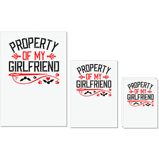                       UDNAG Untearable Waterproof Stickers 155GSM 'Girlfriend | property of my girl friend' A4 x 1pc, A5 x 1pc & A6 x 2pc                                              