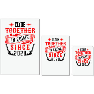                       UDNAG Untearable Waterproof Stickers 155GSM 'Couple | clydy together in crime since 2020' A4 x 1pc, A5 x 1pc & A6 x 2pc                                              