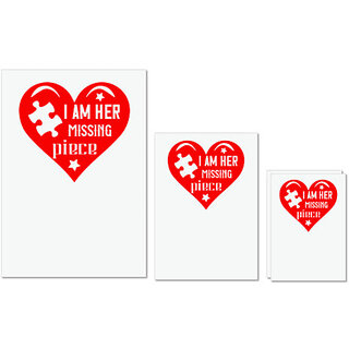 UDNAG Untearable Waterproof Stickers 155GSM 'Couple | i am her missing piece' A4 x 1pc, A5 x 1pc & A6 x 2pc UDNAG Untearable Waterproof Stickers 155GSM 'Couple | i am her missing piece' A4 x 1pc, A5 x 1pc & A6 x 2pc