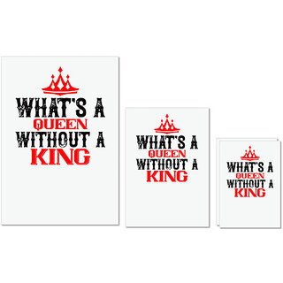                       UDNAG Untearable Waterproof Stickers 155GSM 'Couple | what's a Queen without a king' A4 x 1pc, A5 x 1pc & A6 x 2pc                                              