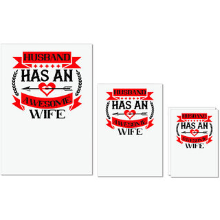 UDNAG Untearable Waterproof Stickers 155GSM 'Couple | husband hasan awesome wife' A4 x 1pc, A5 x 1pc & A6 x 2pc UDNAG Untearable Waterproof Stickers 155GSM 'Couple | husband hasan awesome wife' A4 x 1pc, A5 x 1pc & A6 x 2pc